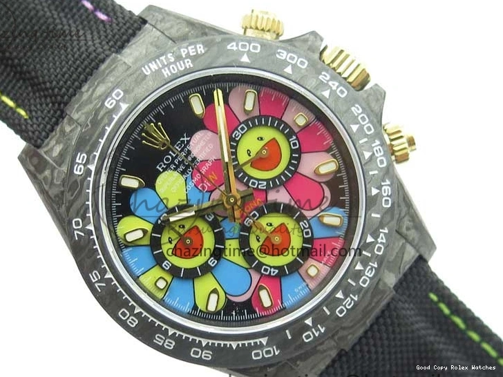 Good Copy Rolex Watches On Edition Carbon Black Strap Diw Dial Pink V Daytona EyeCatching A7750 Best WWF Nylon 2890 0111